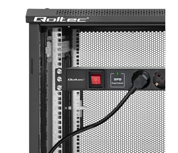 Qoltec Aluminiowa Listwa zasilająca PDU do RACK 19'' 1U 16A 6xSCH - 1257493 - zdjęcie 3